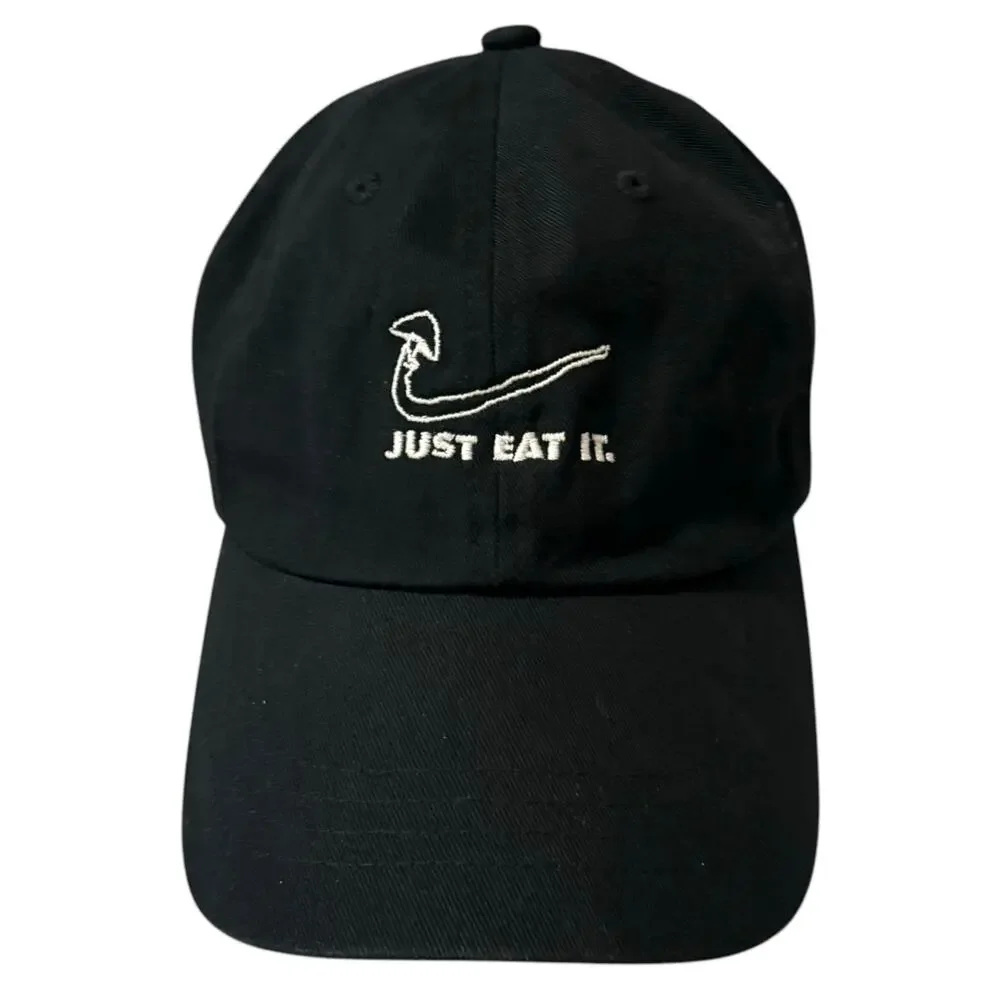 The Classics Just Eat It. 100% Cotton Baseball Cap Adjustable Back Dad Hat Black